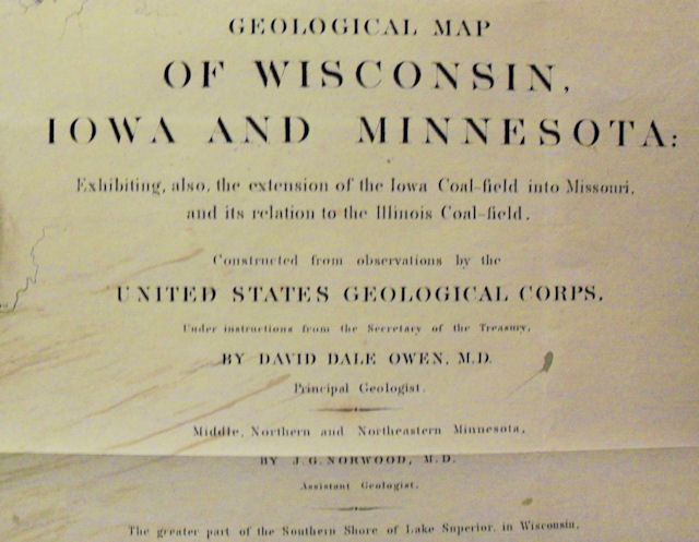 Rare Geological Map Wisconsin Iowa Minnesota 1851 H/C  