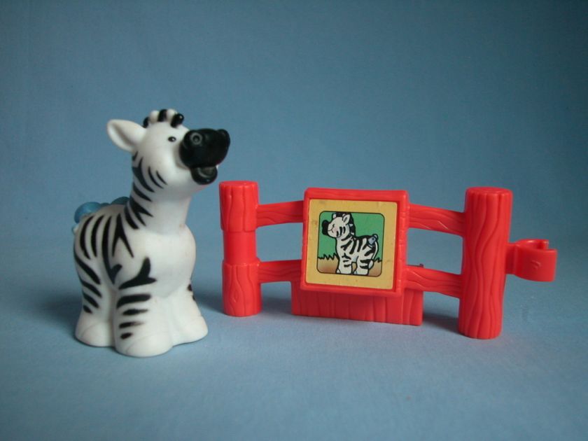   Little People Farm Barn Zoo Red Zebra Fence Piece w/ Zebra  