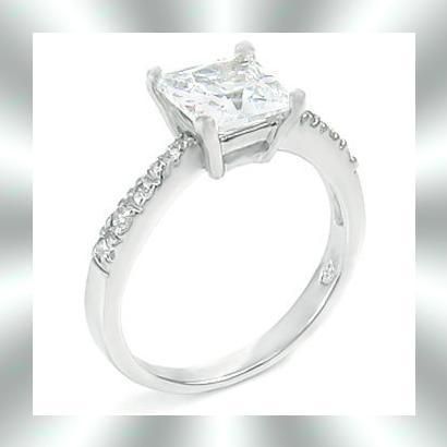 Sterling Princess Cut 1 1/2 ct CZ Ring  