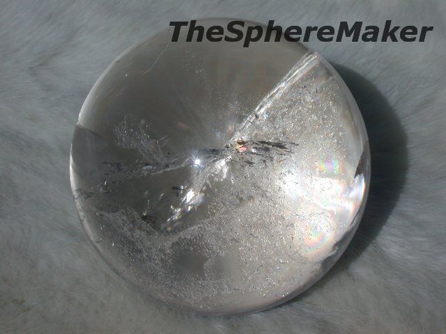 Siaz 3.5 QUARTZ SPHERE w WHITE INCLUSIONS LARGE CRYSTAL BALL BRAZIL 