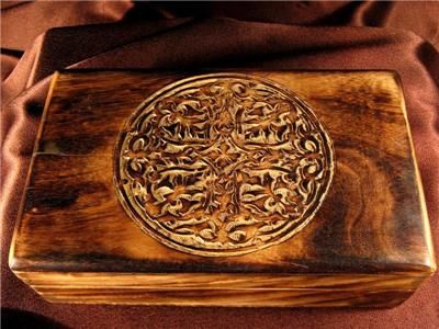 Carved Celtic Mandala Wooden Box, BXS47  