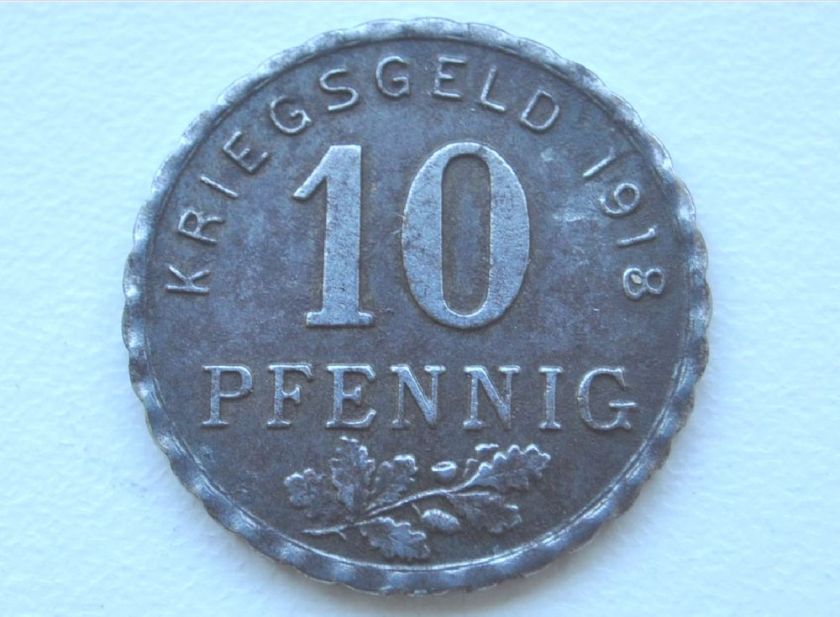1918 Germany Stadt BOCHUM 10 Pfennig KRIEGSGELD, BEAUTY  