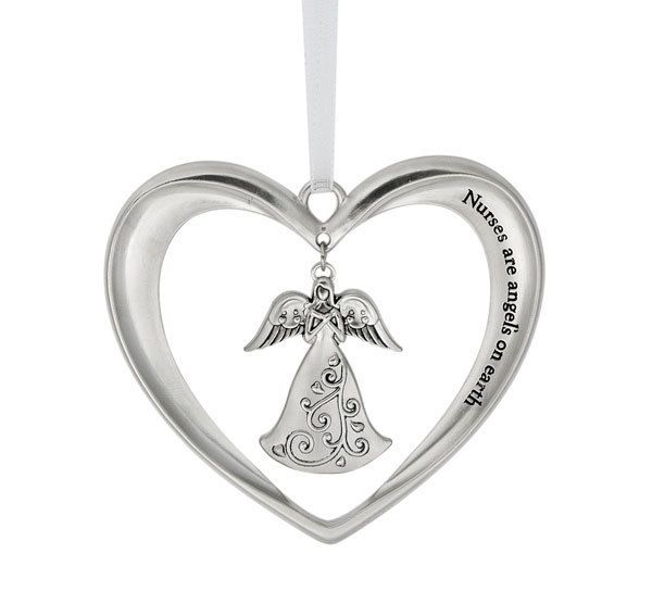 Nurse Ornament Heart Charm Nurses are Angels on Earth  