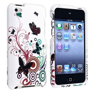 Purple+White Hard Heart Autumn Flower Skin Case For iPod Touch 4 4th 