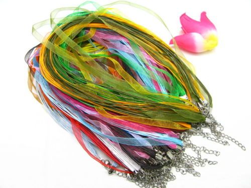 MIXED Organza Ribbon Necklace Cord 18/7mm cgNG  