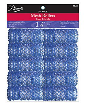 DIANE #540 1 1/8 BLUE HAIR MESH ROLLERS 10 PACK  