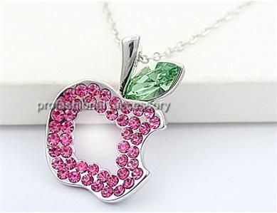 Swarovski Crystal Charming Apple Cute Pendant Necklace  