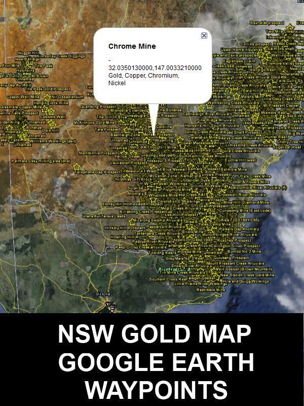 NSW GOLD LOCATIONS MAP GOOGLE GPS WAYPOINTS minelab detector 