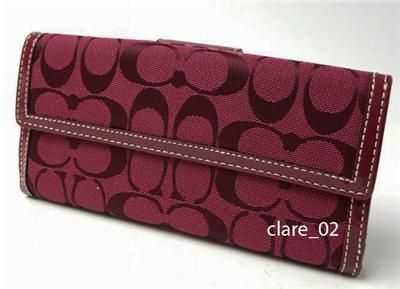  RED COACH SIGNATURE CHECKBOOK TURNLOCK CREDIT CARD WALLET 43613  