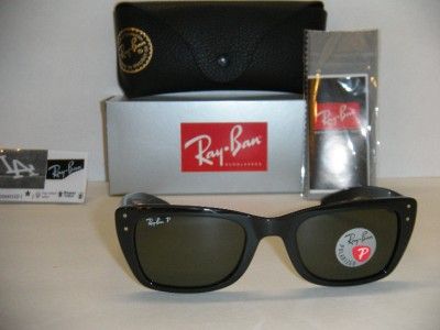 RAY BAN CARIBBEAN BLACK FRAME WITH GREEN POLARIZED LENSES RB4148 601 