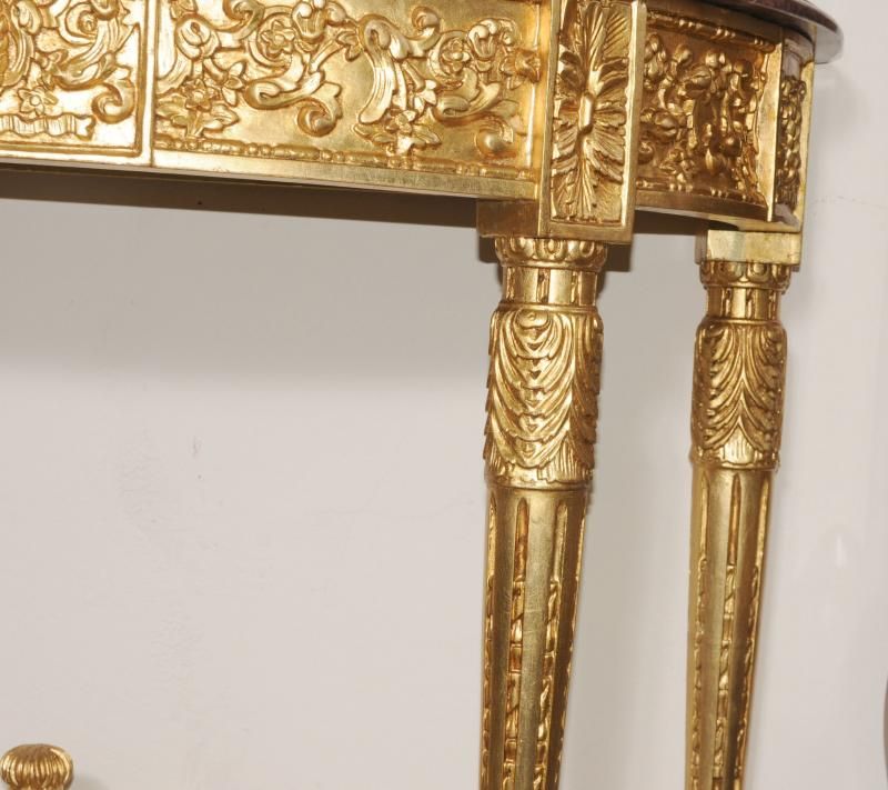 Italian Neo Classical Gilt Console Table Mirror Set  