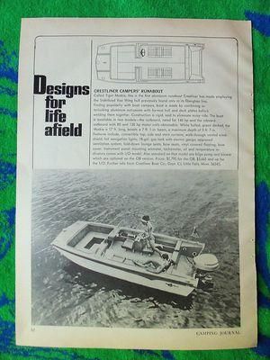 ADVERTISEMENT 1969 MARINE CRESTLINER CAMPERS RUNABOUT TIGER MUSKIE 