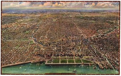 Chicago Rock Panoramic 3 Old Antique Colour Color Maps  