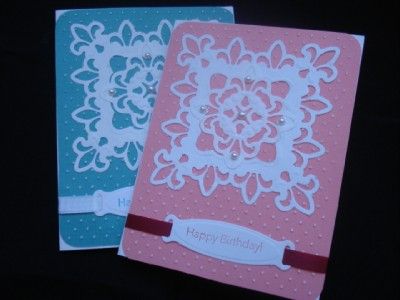 Lot Handmade Birthday Cards Fleur De Lis Cuttlebug SU  