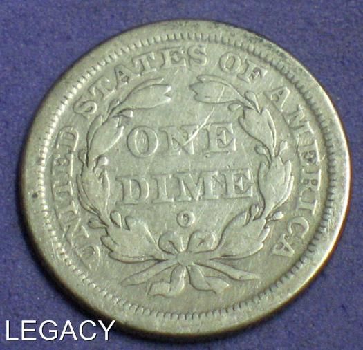 1841 O SEATED LIBERTY DIME DRAPERY 90% SILVER (GI  