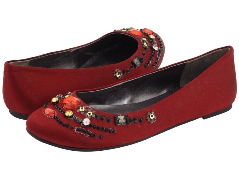 NINE WEST ROSABELA RED SATIN FLAT WOMAN SIZE 10 M 094937295479  