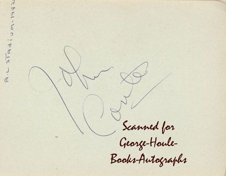 JOHN CONTE~GINNY SIMMS~AUTOGRAPHS~1942  