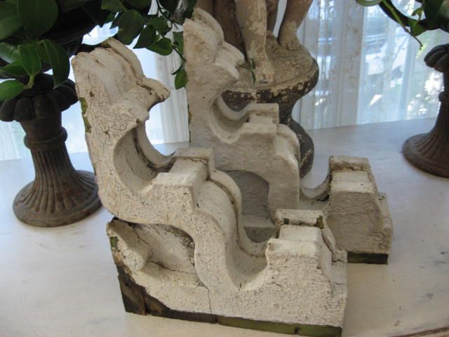 THE BEST Old Salvaged Cement GARDEN FOUNTAIN STATUE Adorable CHILD 