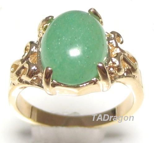 10MMX7MM NATURAL GREEN JADE 18K YGP RING  