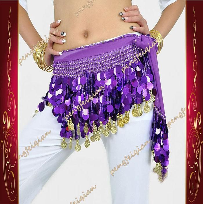 SHINING belly dance Costume Hip Scarf Belt Golden Coins  