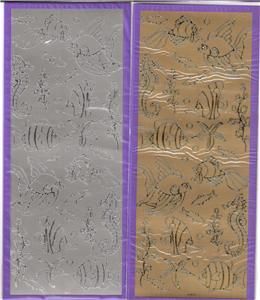 Silver Embossed Clownfish, starfish, Seahorse,stickers  