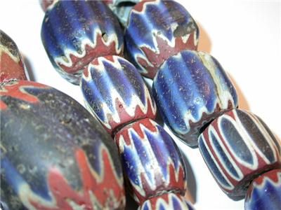   TRADE BEADS VENETIAN 7 LAYER CHEVRON BEAD STRAND C.1500 SUPERB  