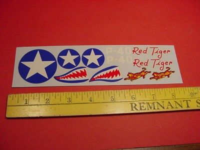 Vintage National Decal P 40 RED FLYING TIGER TEETH #1  