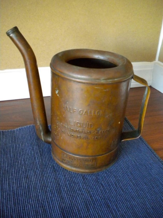 UNION SWINGSPOUT OIL CAN COPPER Half Gallon  