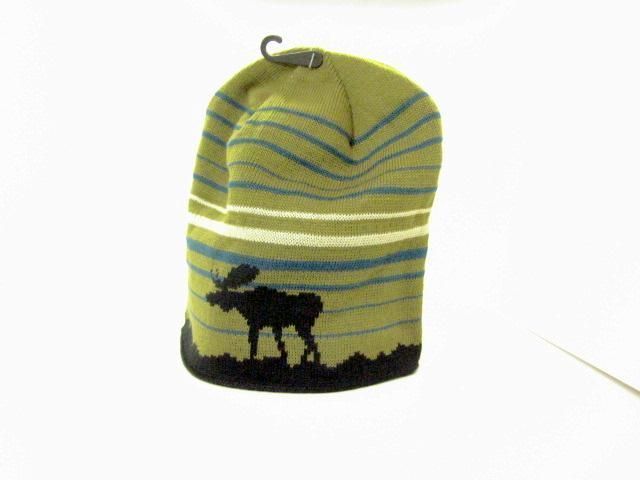 New Alaska Knit Hat Beanie Skull Fleece Linned Moose Mountain  