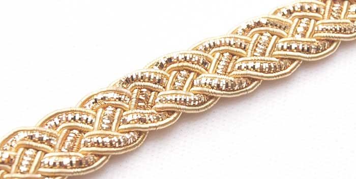 An unusual trim made of bullion cords braided into a Celtic knot 