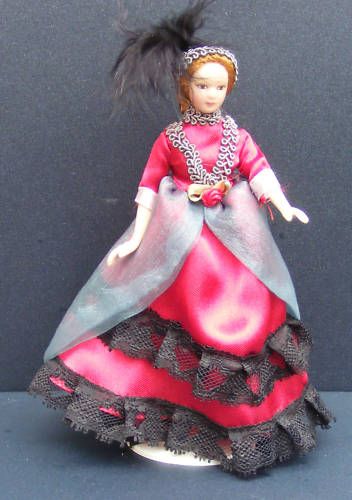 Victorian Lady In A Red Dress Doll House Miniature O  