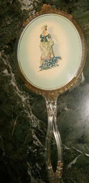 Vintage Victorian Lucite Mirror with Victorian Lady Fig  