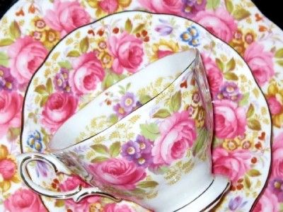 Royal Albert Trio PURPLE ANEMONES & ROSES Tea Cup and Saucer  