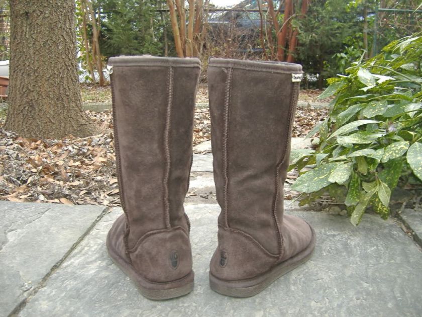 SERENE BEARPAWS Tall Snuggly Brown Suede & Shearling Boots 7  