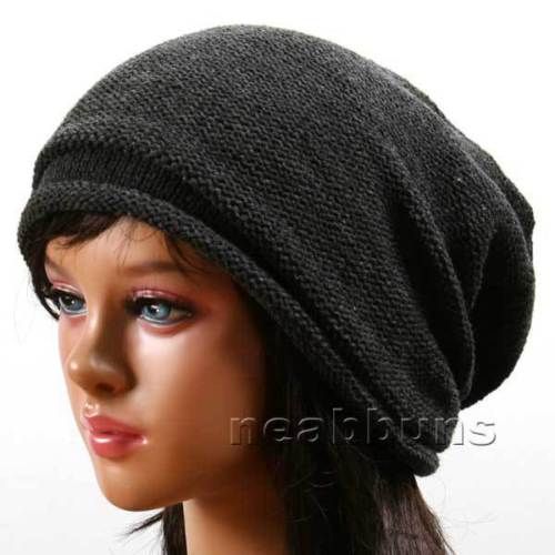 cute BEANIE Knit Crochet Rasta Hat Cap Ski tbW CHARCOAL  