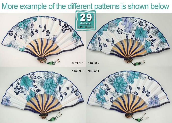 Ladies Hand Fan Pretty Folding Fans Vintage Design Bamboo & Silk Bead 