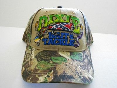 DIXIE BAIT & TACKLE Camo Confederate Hat/Cap  