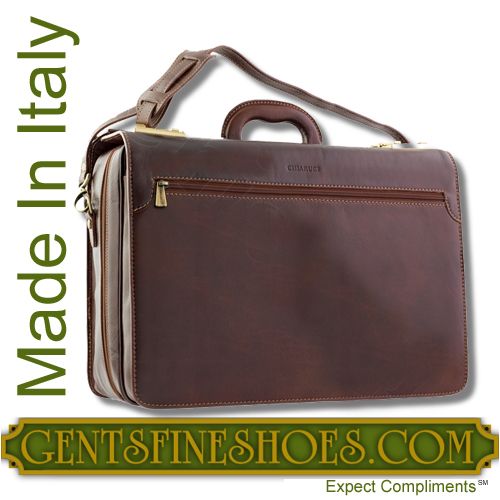 CHIARUGI ITALIAN LEATHER BRIEFCASE SUITCASE BROWN p4463  