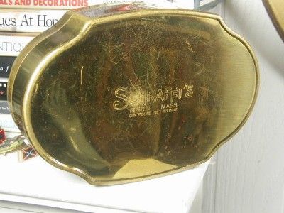 Vintage Brass Cookie Candy Tin Box Engraved w Victorian Coach Queen 