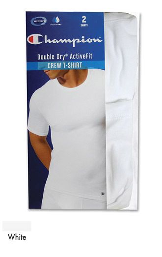 Mens Champion Double Dry ActiveFit Crew T shirt White  