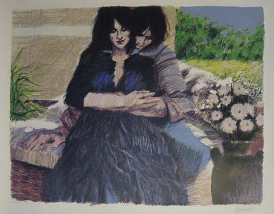 ALDO LUONGO, Young Lovers serigraph, unframed  