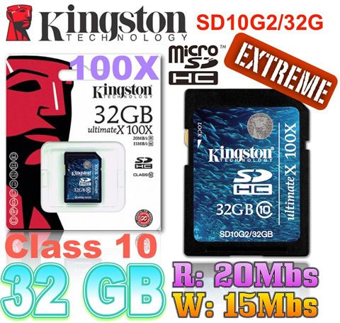 32 GB ( Class 10 & 100X ) Kingston Card Secure Digital SDHC SD10G2 