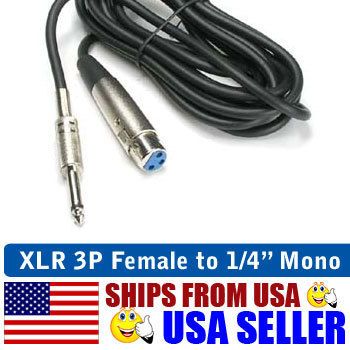 New Premium 6ft XLR Female to 1/4 Inch Male Mic Cables  