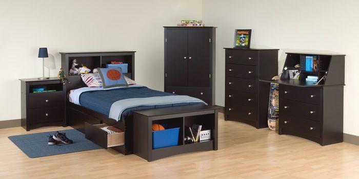 Bedroom Furniture Black 5 Drawer Storage Chest, Dresser  