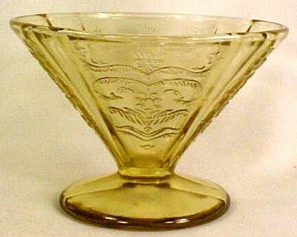 Amber Depression Glass MADRID CONE SHAPED SHERBET  