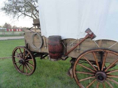 Antique Covered Horse Drawn Chuck Wagon The BAIN Wood Wheels Usable 