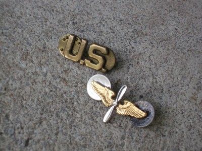 PIN LOT WW2 US ARMY AIR CORPS AVIATION OFFICER COLLAR INSIGNIA  