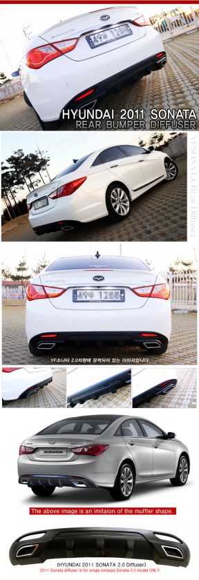 Hyundai 2011 Sonata 2.0 Model Rear Diffuser Matte Black  