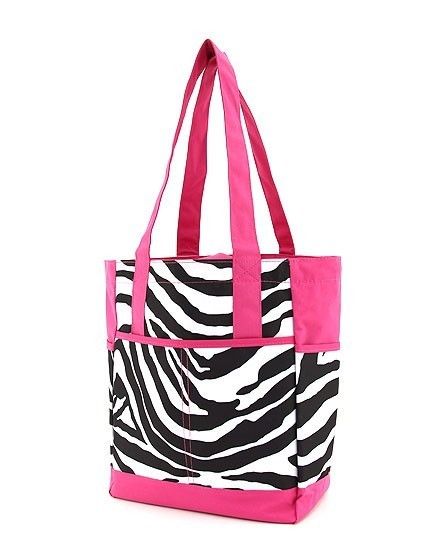 Personalized Insulated Beach Tote Bag ZEBRA and PINK  