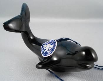 RARE Blue Mountain Pottery COBALT MINI WHALE ~2002 Blue Water 